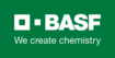 BASF We create chemistry logo with white text and tagline on a green background.