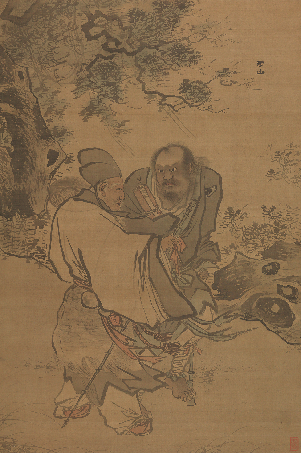 Attributed to the Ming dynasty, Zhang Lu (張路), Eight Immortals, Tsinghua University Academy of Arts and Design. Image from the Chinese Ancient Painting Authentication Group (ed.), Catalogue of Ancient Chinese Paintings 1(中國古代書畫圖目1), Beijing: Wenwu Press, 1986, pp. 118–119. 