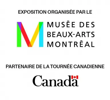 EXPOSITION ORGANISÉE PAR LE MUSÉE DES BEAUX-ARTS MONTRÉAL PARTENAIRE DE LA TOURNÉE CANADIENNE Canada logo with a red maple leaf above the letter a.