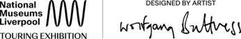 Museum of Liverpool logo with bold black text and initials MW in a stylized design, accompanied by the words "Designed by artist" and signature-like text.