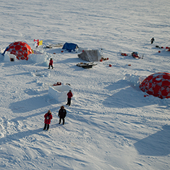 For five days in April, with the help of the Hunters and Trappers Association and CAP Enterprises of Gjoa Haven, a team of underwater archaeologists visited the wreck site. The group camped on the ice over top of the wreck site.