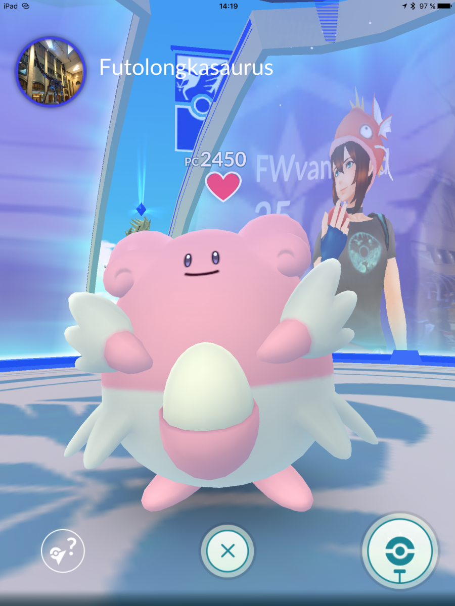 Screencap of Pokemon in the Futalognkosaurus gym
