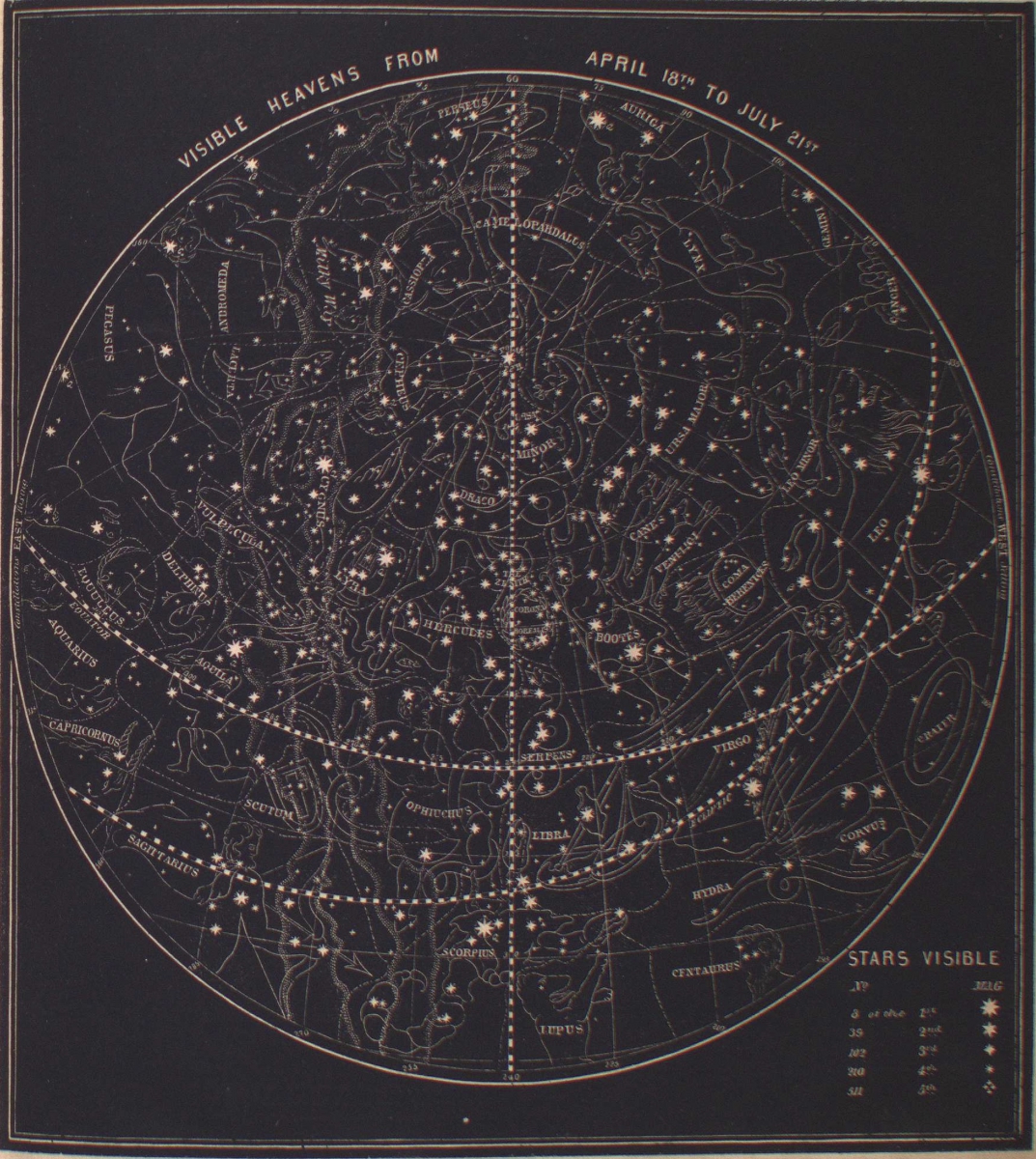 'Visible Heavens, April 18th' in Asa Smith, Smith's Illustrated Astronomy. New York: 1852.