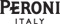 PERONI ITALIA en lettres majuscules noires et grasses, avec un fond bleu clair derrière "PERONI" et une ligne rouge entre les mots.