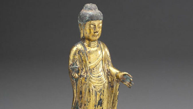 Buddha figure (gilded bronze), Korea, 8th century AD. Unified Silla Dynasty