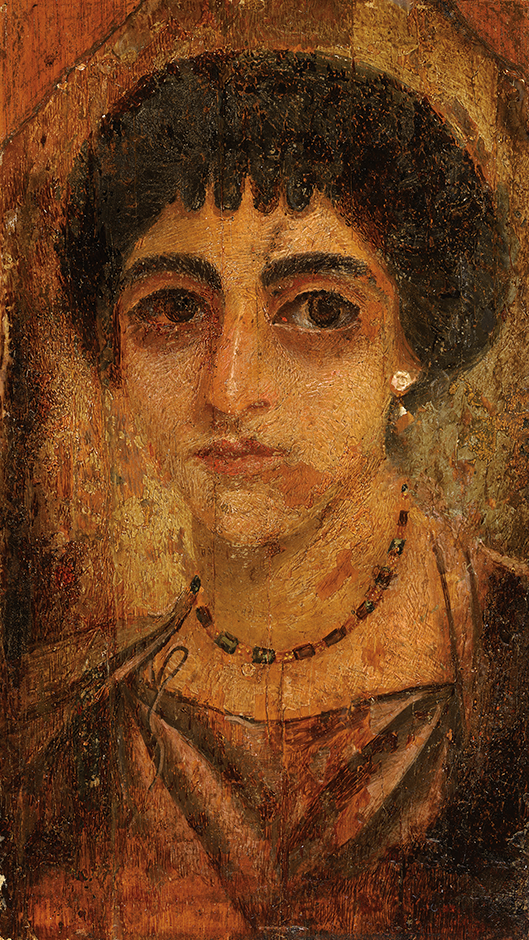 The realistic mummy portraits of men, women and children.  Fayum portraits are considered special and unique creations of a cosmopolitan multicultural  society which flourished in Roman Egypt. 