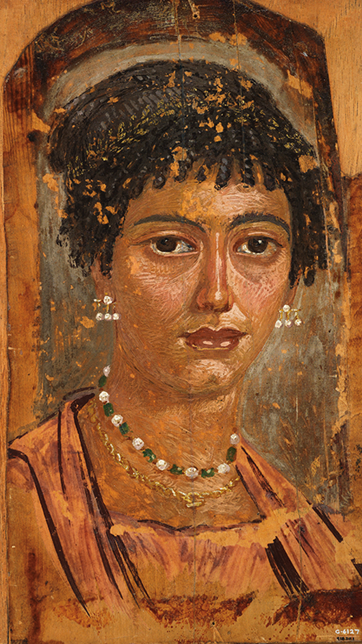 The realistic mummy portraits of men, women and children.  Fayum portraits are considered special and unique creations of a cosmopolitan multicultural  society which flourished in Roman Egypt. 
