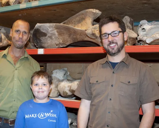 Damien in the collection room with Dr. Hans Larsson and Dr. David Evans.
