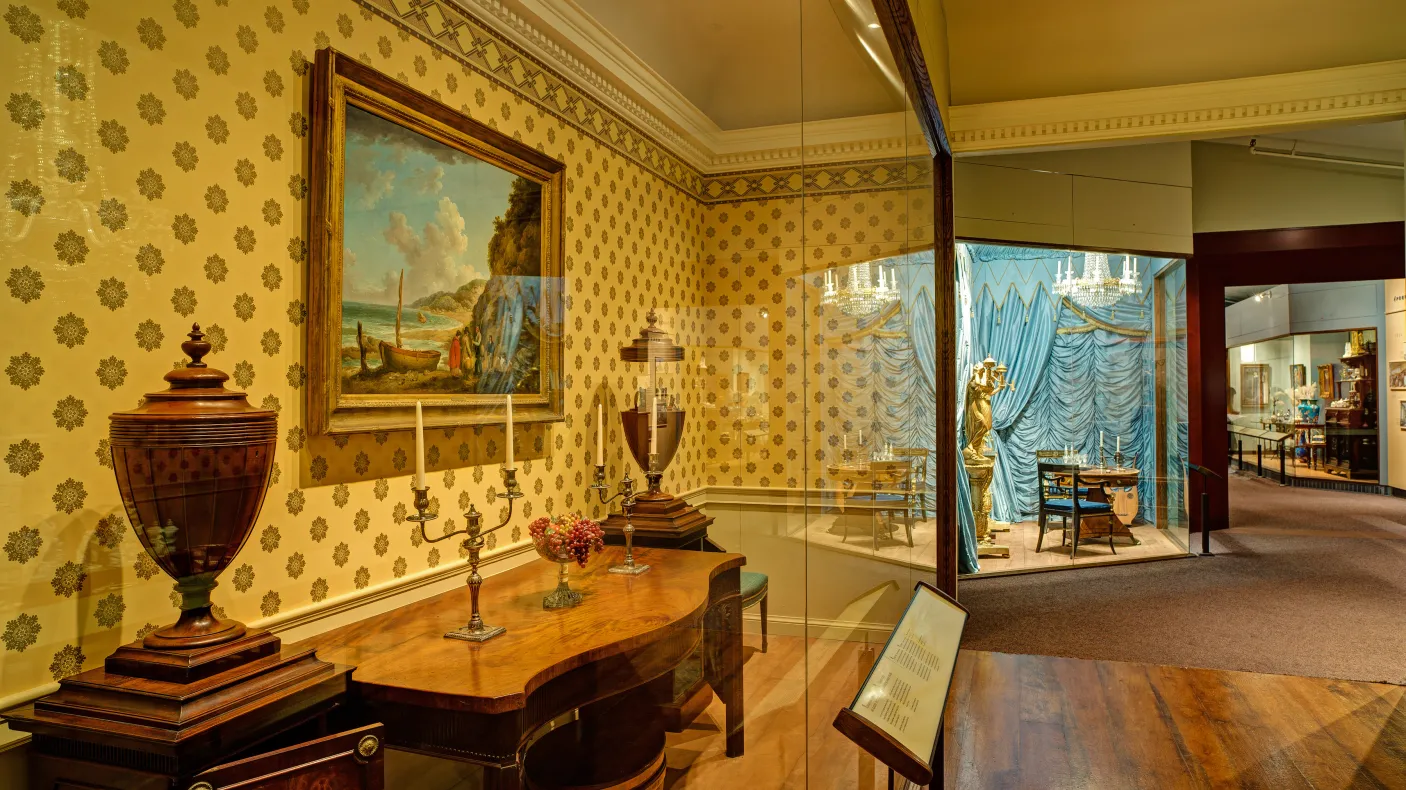 Samuel European Galleries, room settings, period room, Over 4,600 objects in specialized presentations chronicle the development and progression of decorative and other arts of Europe.