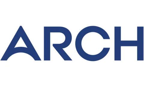 ARCH logo in bold dark blue letters.