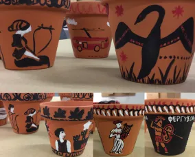 Une variété de poteries à figures noires et rouges.